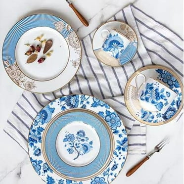 Gracie Bone China Blue Danube Salad/Dessert Plates, Set of 4 (8.25-inch)