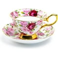 thumbnail image 1 of Gracie Bone China Rose Gold Bone China Tea Cup and Saucer (Pink Rose Chintz), Regular, 1 of 2