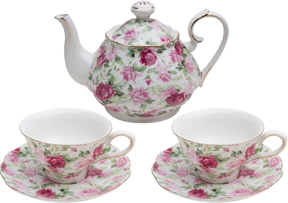 Gracie China Teeset Mit Rosa Luster-Oberfläche - 5-teiliges Porzellan-Set Für Kaffee & Tee