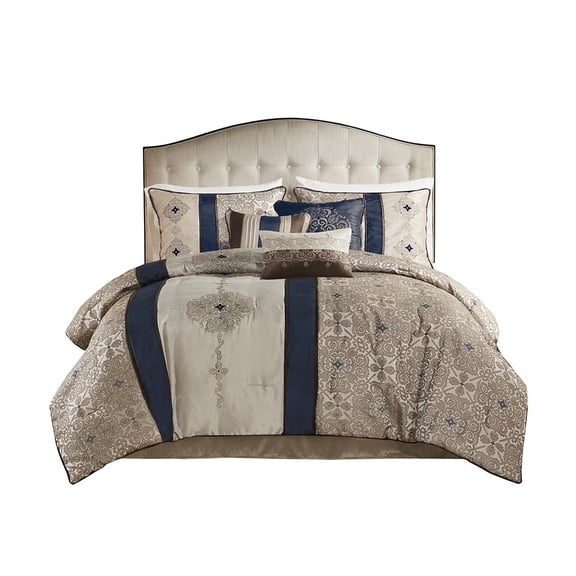 Gracie Mills 7-Piece Red Jacquard Comforter Set with Decorative Pillows GRACE-8995