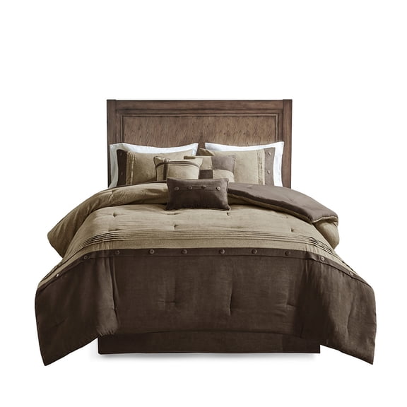 Gracie Mills 7-Piece Rustic Faux Suede Comforter Set GRACE-12138 Earthy Print