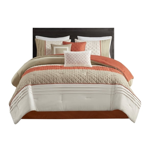 Gracie Mills 7-Piece Transitional Color Block Comforter Set - GRACE-15588