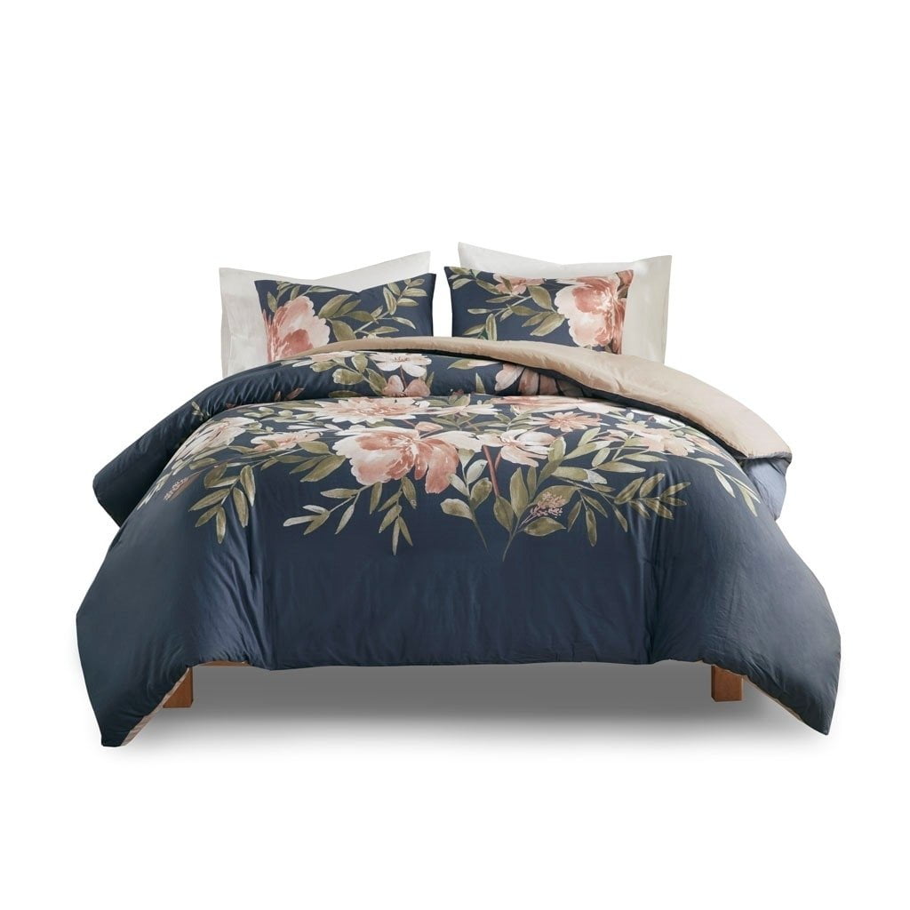 California King Blush Floral Cotton 8-Piece Comforter Set
