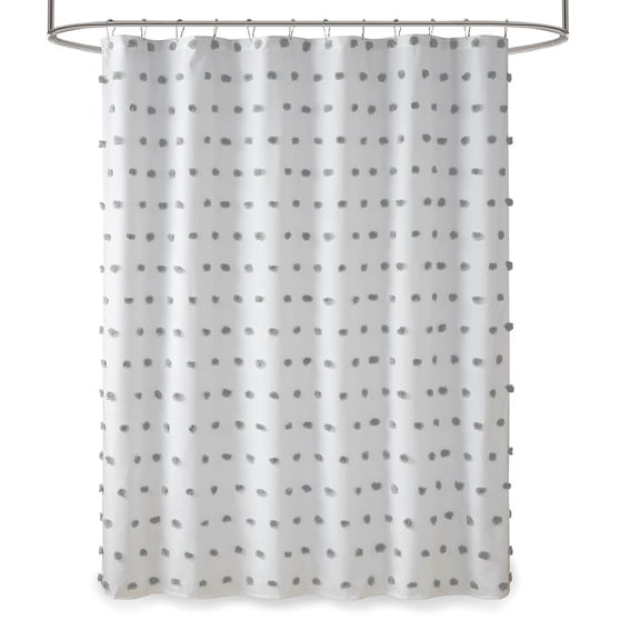Gracie Mills Albert Polka Dot Shower Curtain with Pom Poms GRACE-7666 72x72 inches