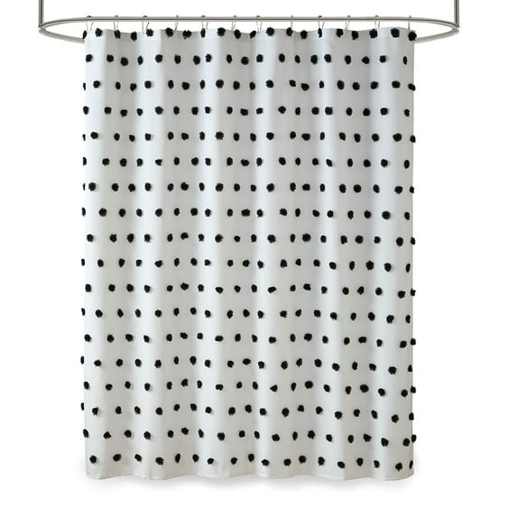 Gracie Mills Albert Polka Dot Shower Curtain with Pom Poms GRACE-7666 72x72 inches