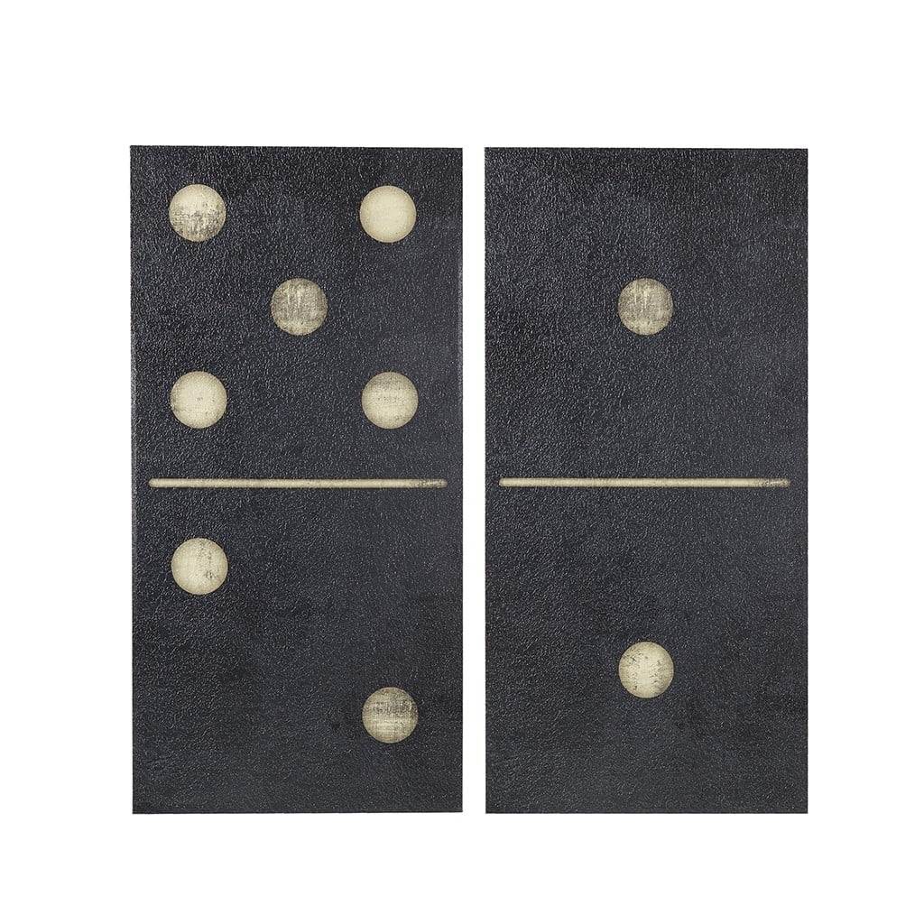 Modern Black and Beige Domino Canvas Wall Art Set