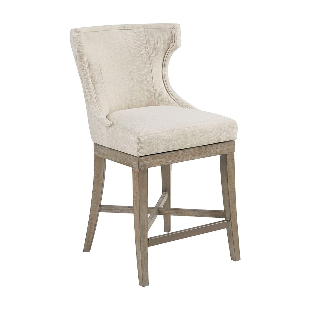 Trentin Cream Wood Swivel Wingback Counter Stool