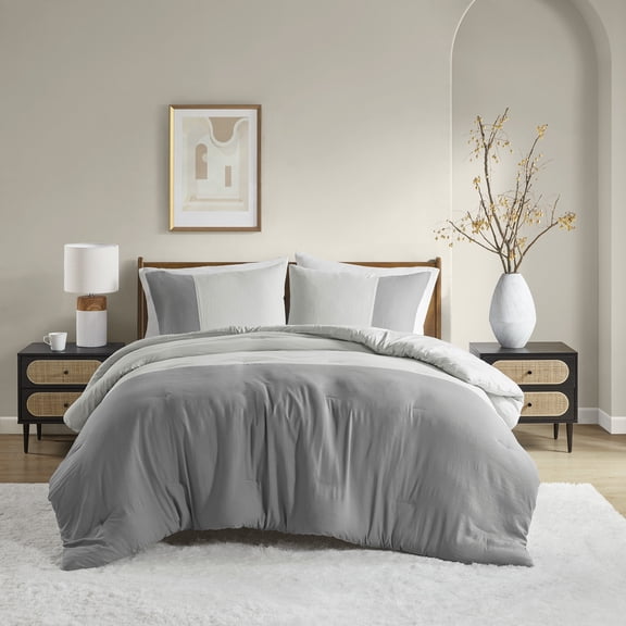 Gracie Mills Althea Soft Washed Color Block Comforter Set Bedding Set