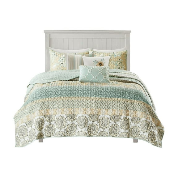 Gracie Mills Alvarado 6-Piece Reversible Cotton Quilt Set Green Blue Yellow GRACE-6834