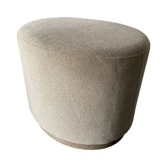 Gracie Mills Amanda Accent Ottoman Oval Cushion Wooden Base Warm Upholstery GRACE-15649