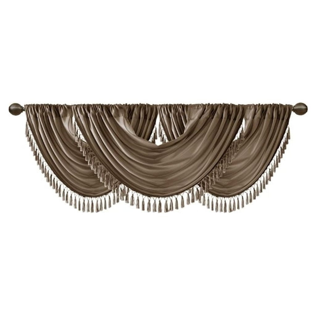 Opulent Faux Silk Sheen Waterfall Embellished Valance