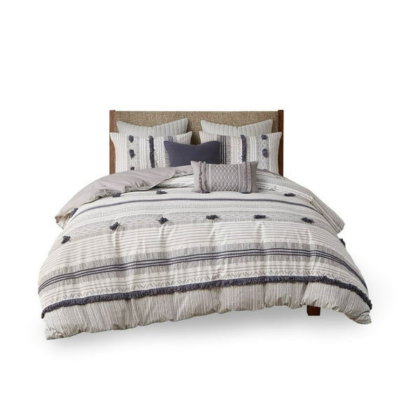 Gracie Mills Belinda Serene Stripe 3-Piece Cotton Duvet Cover Set - GRACE-13750