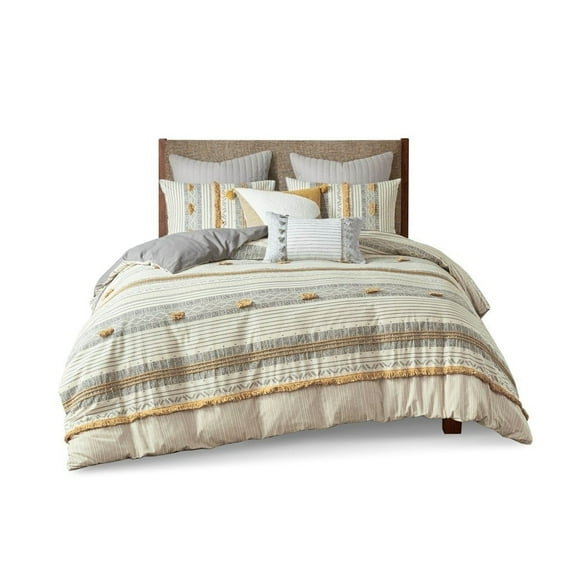Gracie Mills Belinda Serene Stripe 3-Piece Cotton Duvet Cover Set - GRACE-13750
