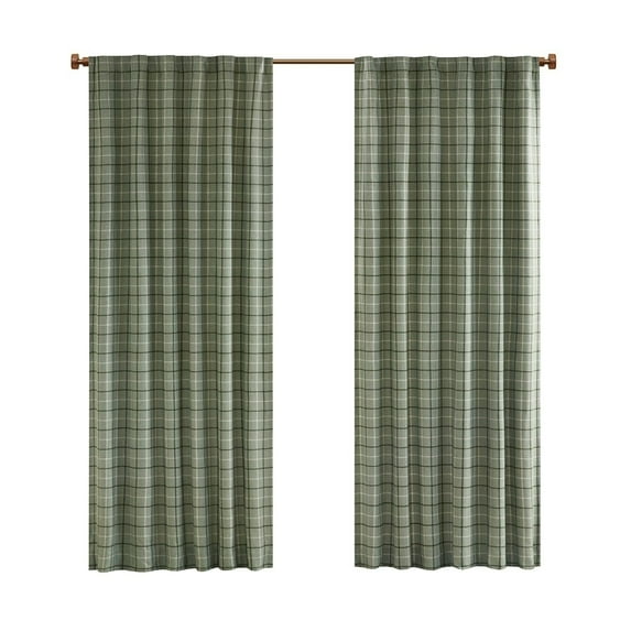 Gracie Mills Brianna Plaid Curtain Panel Fleece Lined 50x84 Brown GRACE-13262
