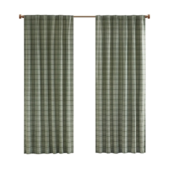 Gracie Mills Brianna Plaid Curtain Panel Fleece Lined 50x84 Brown GRACE-13262