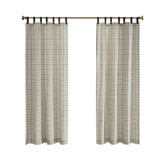 Gracie Mills Brianna Rustic Plaid Faux Leather Tab Top Curtain Panel - GRACE-13261