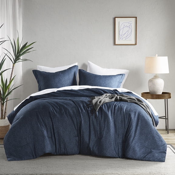 Gracie Mills Briony Chambray Print Solid Comforter Set Bedding Set Textured