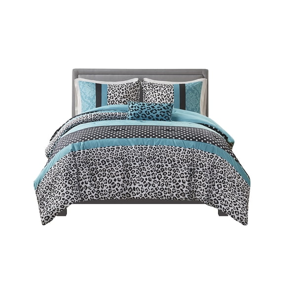 Gracie Mills Butler 4-Piece Chic Leopard and Polka Dot Comforter Set - GRACE-6057