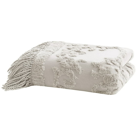 Gracie Mills Butler Bohemian Cotton Tufted Chenille Throw with Fringe Tassel 50" x 60" - GRACE-10567