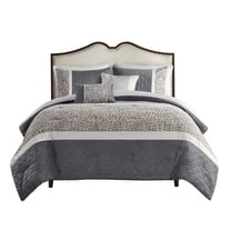 Gracie Mills Cecilia Comforter Set 5 Piece Jacquard Stripe Pewter Grey 15817