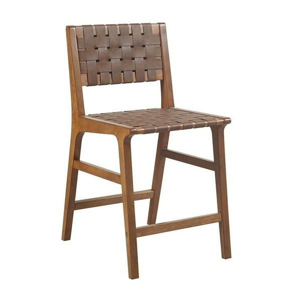 Gracie Mills Consuelo Woven Faux Leather Counter Stool - 24"H - GRACE-15376