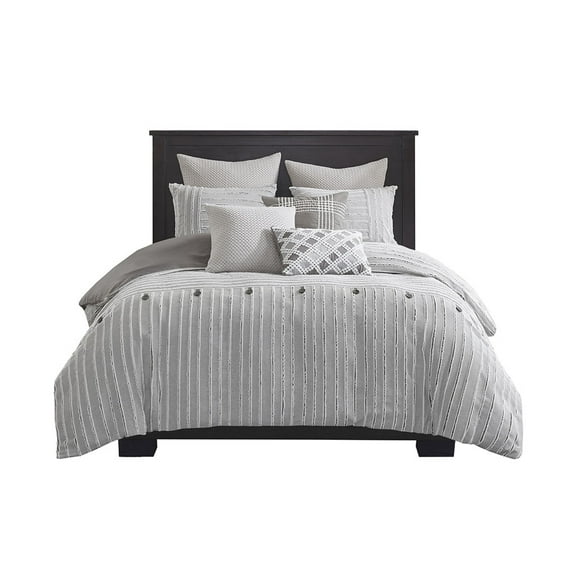 Gracie Mills Cora Oversized Cotton Clipped Jacquard Comforter Set with Euro Shams Throw Pillows - GRACE-13615