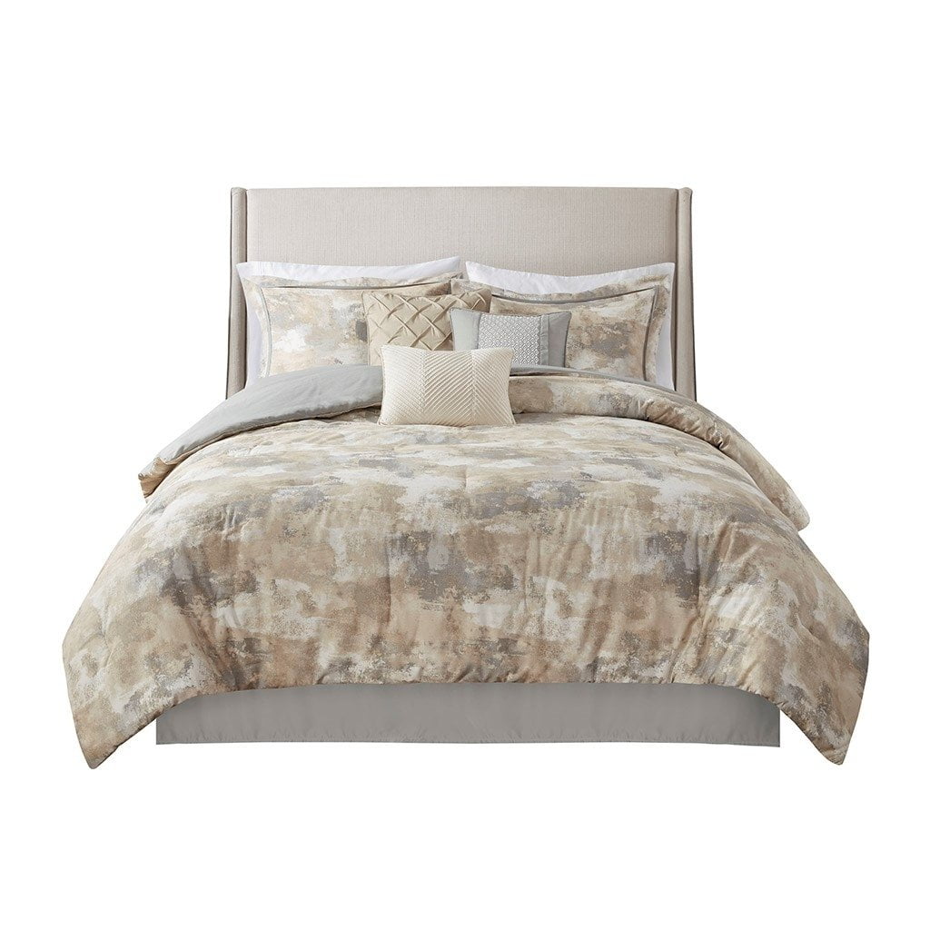 California King Gray Microfiber 7-Piece Comforter Set