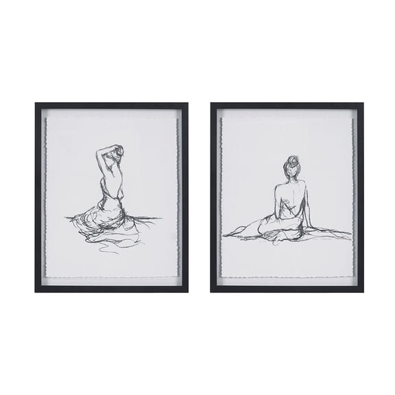 Gracie Mills Delia 2-Piece Woman Sketch Framed Wall Art Set - GRACE-13145