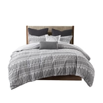 Gracie Mills Donny Farmhouse Geometric Striped Cotton Jacquard Duvet Set - GRACE-11457
