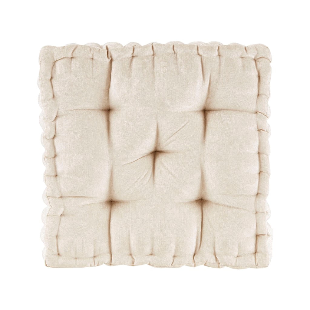 Ivory Poly Chenille 20" Square Floor Pillow Cushion