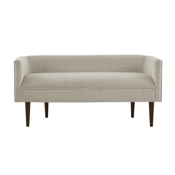 Gracie Mills Elfed Cream Velvet Accent Bench with Low Back - GRACE-13783