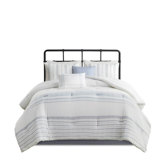 Gracie Mills Ellison 6-Piece Jacquard Stripe Oversized Cotton Comforter Set - GRACE-14862