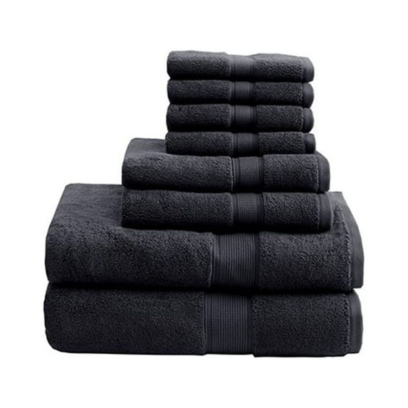 Gracie Mills Eulalia 800 GSM Cotton 8-Piece Towel Set Gray GRACE-7703