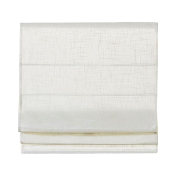 Gracie Mills Eulalie Cordless Roman Shade Soft White Lightweight Linen Blend 14979