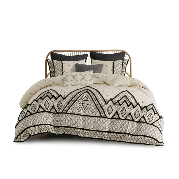 Gracie Mills Fannie Boho Eclectic Cotton and Flax Linen Blend Comforter Set - GRACE-13949