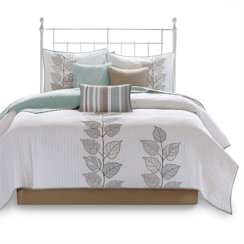 Organic Blue Microfiber Reversible King Quilt Set
