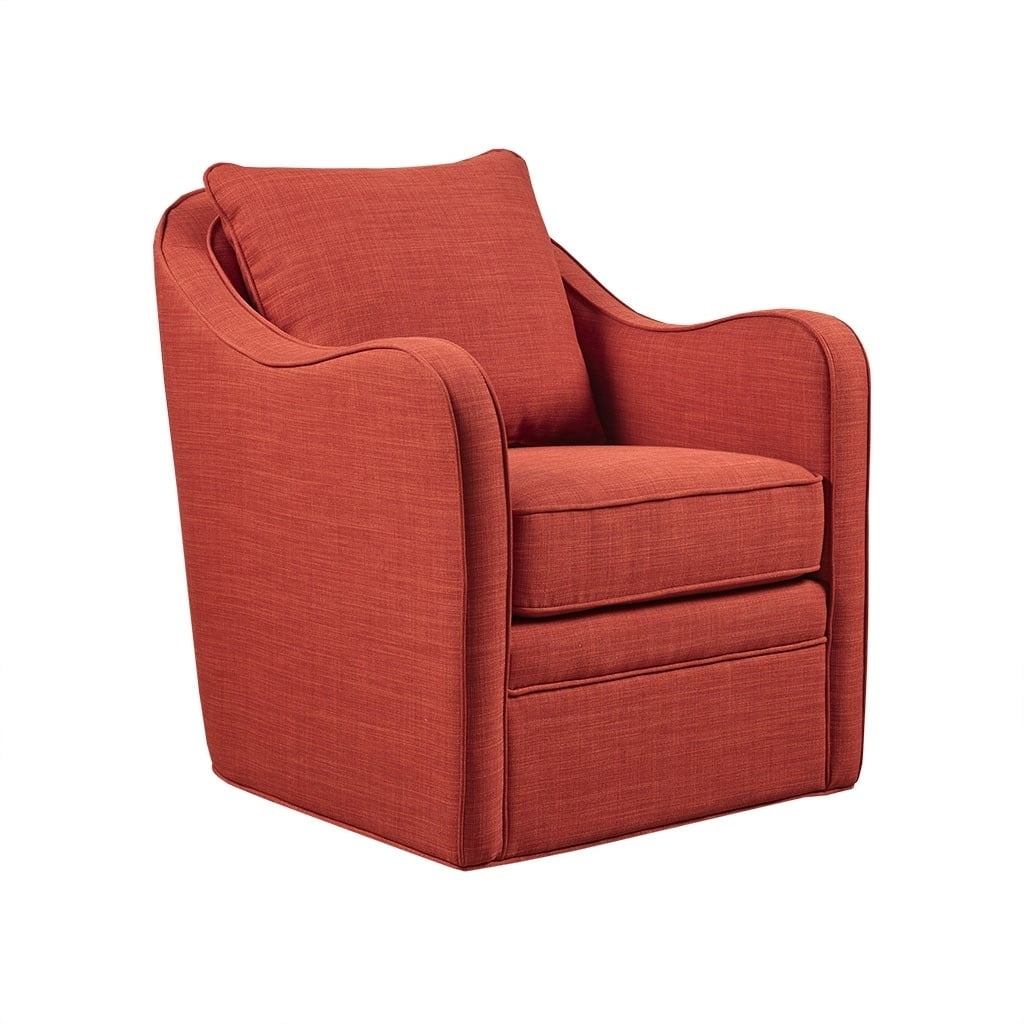 Warm Orange Swivel Accent Chair with Black Metal Base