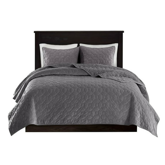 Gracie Mills Gayle 3-Piece Casual Geometric Velvet Quilt Set - GRACE-11837