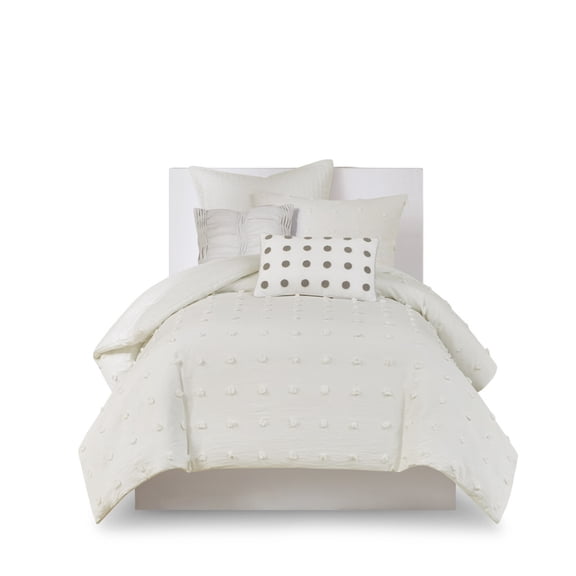 Gracie Mills Grady Elegance Defined Cotton Jacquard Comforter Set with Euro Shams and Throw Pillows - GRACE-9445