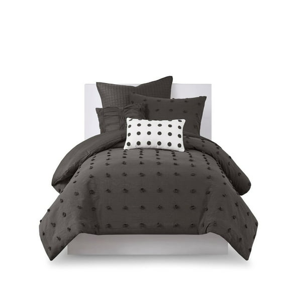 Gracie Mills Grady Elegance Defined Cotton Jacquard Comforter Set with Euro Shams and Throw Pillows - GRACE-9445