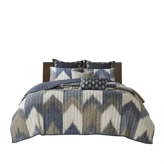 Gracie Mills Heise 3-Piece Ikat Chevron Cotton Quilt Set - GRACE-11552