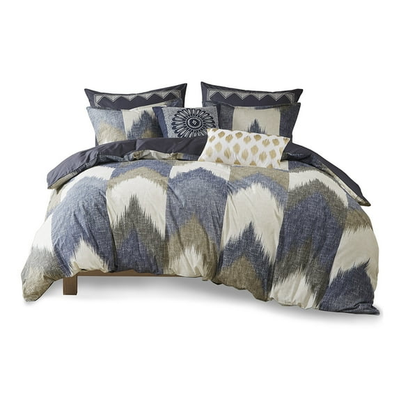 Gracie Mills Heise 3-Piece Modern Ikat Chevron Duvet Cover Set - GRACE-5160