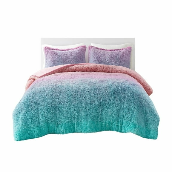 Gracie Mills Herman Ombre Shaggy Faux faux Comforter Set - GRACE-15010