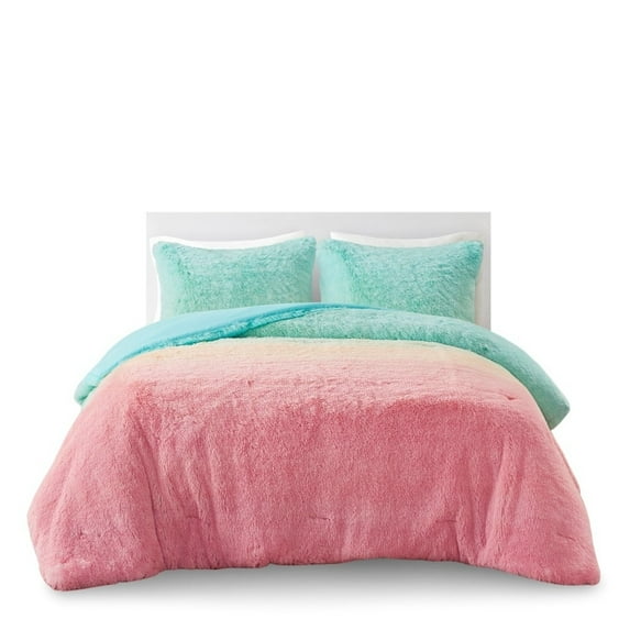 Gracie Mills Herman Ombre Shaggy Faux faux Comforter Set - GRACE-15010