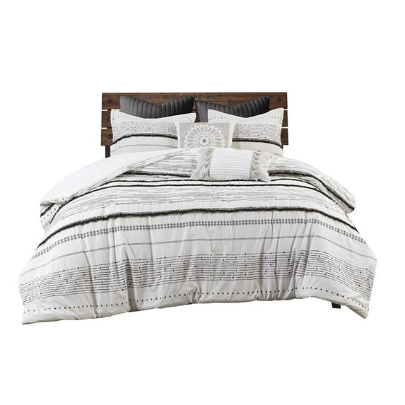 Gracie Mills Hogan Boho Cotton Printed Comforter Set with Trims - GRACE-12090
