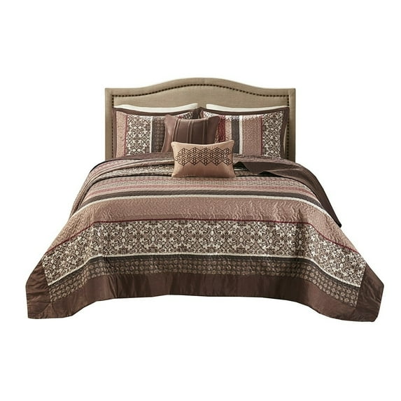 Gracie Mills Irmgard 5-Piece Reversible Jacquard Bedspread Set - GRACE-8387
