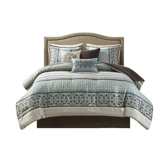 Gracie Mills Irmgard 7-Piece Geometric and Damask Comforter Set - GRACE-3268