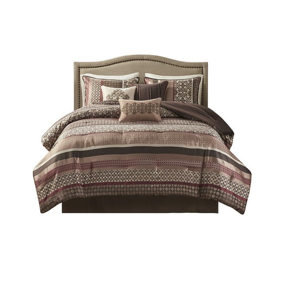 Gracie Mills Irmgard 7-Piece Geometric and Damask Comforter Set - GRACE-3268