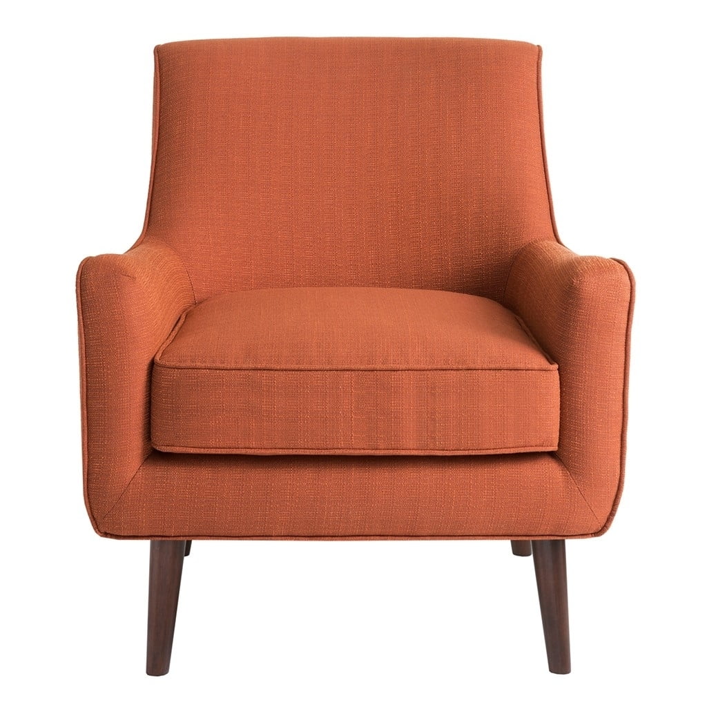 Burnt Orange Mid-Century Wooden Leg Accent Chair