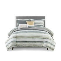 Gracie Mills Javier 8-Piece Tranquil Seersucker Stripe Comforter and Quilt Set Collection - GRACE-12169